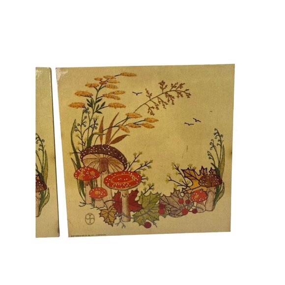 Vintage Litho Donald Art Co USA 1977 Mushroom Leaves Set of 2 MCM Art Work - Picture 5 of 6